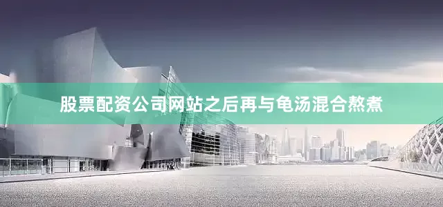 股票配资公司网站之后再与龟汤混合熬煮